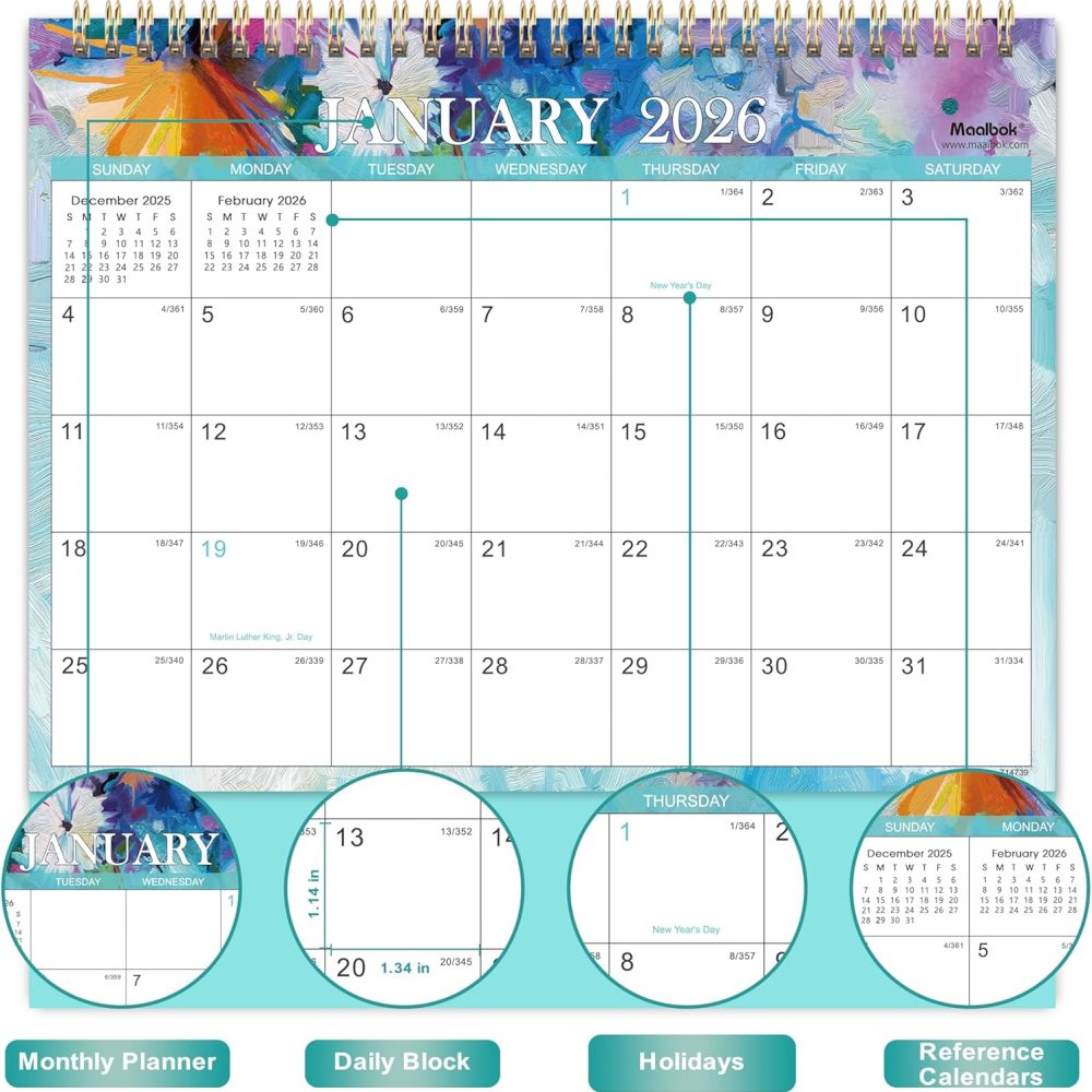 2026 Desk Calendar - Standing Flip Desktop Calendar 2026, JAN. 2026 - DEC. 2026, 9.8" x 8.3", Desktop Calendar, Memoranda Lined Pages with Thick Paper, Strong Twin-Wire Binding - Image 3