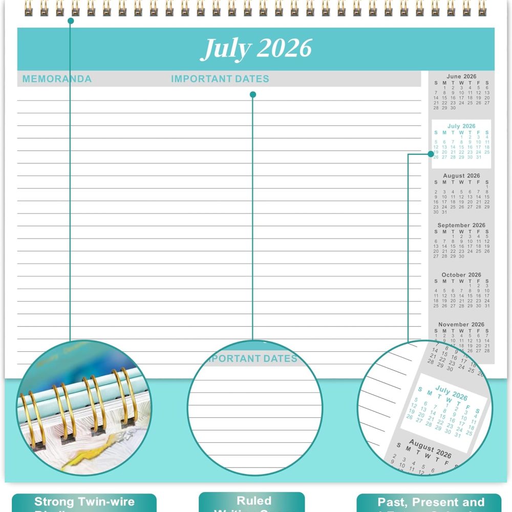 2026 Desk Calendar - Standing Flip Desktop Calendar 2026, JAN. 2026 - DEC. 2026, 9.8" x 8.3", Desktop Calendar, Memoranda Lined Pages with Thick Paper, Strong Twin-Wire Binding - Image 4