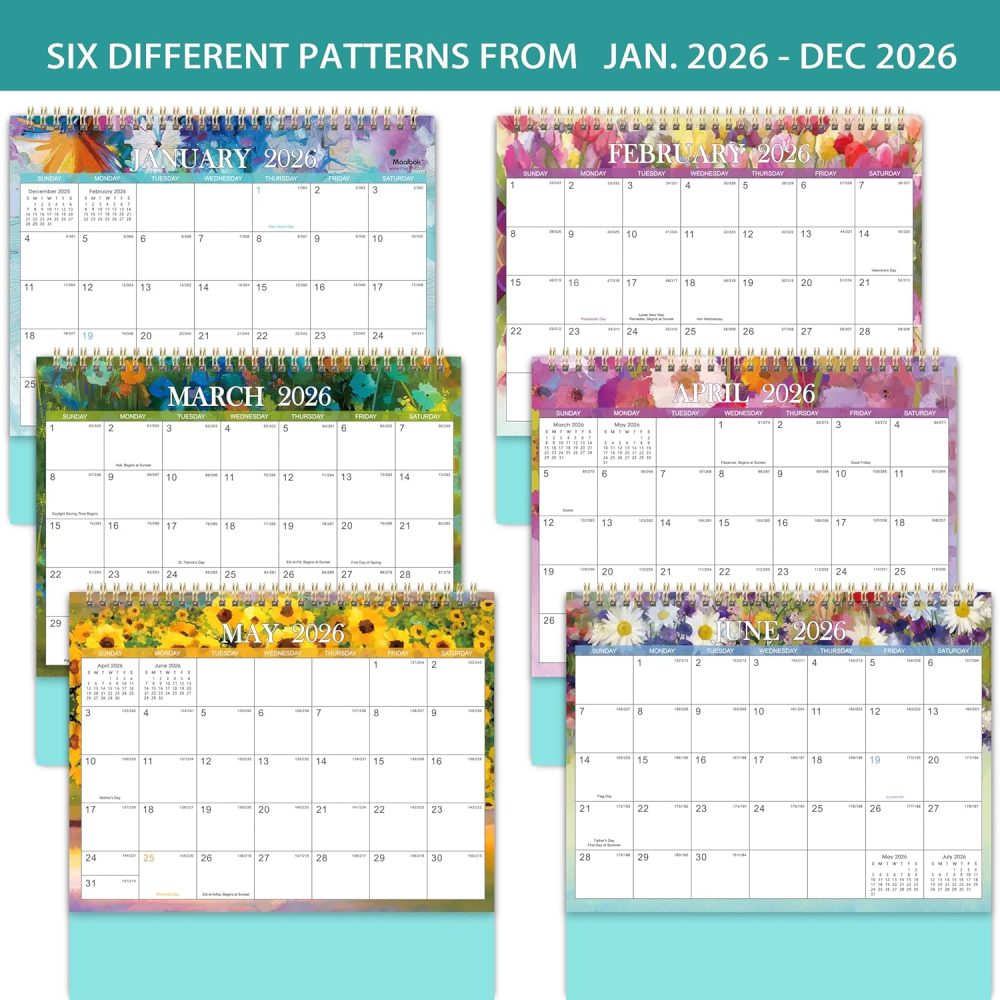 2026 Desk Calendar - Standing Flip Desktop Calendar 2026, JAN. 2026 - DEC. 2026, 9.8" x 8.3", Desktop Calendar, Memoranda Lined Pages with Thick Paper, Strong Twin-Wire Binding - Image 6