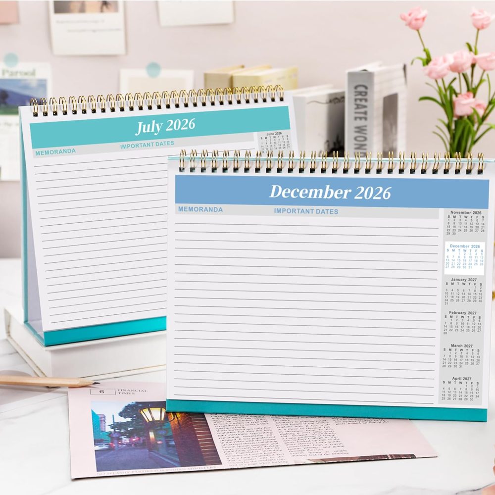 2026 Desk Calendar - Standing Flip Desktop Calendar 2026, JAN. 2026 - DEC. 2026, 9.8" x 8.3", Desktop Calendar, Memoranda Lined Pages with Thick Paper, Strong Twin-Wire Binding - Image 7