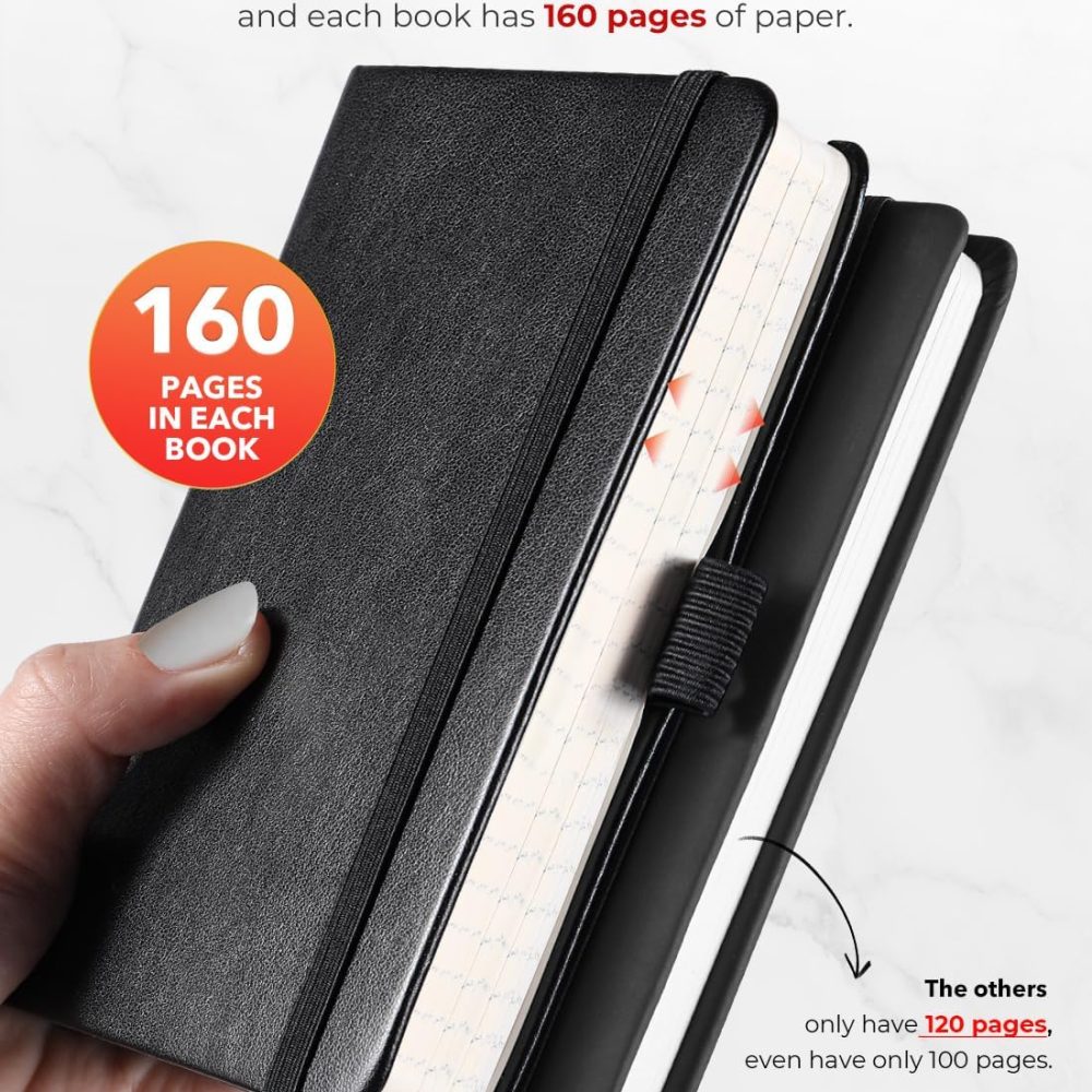 AISBUGUR Pocket Notebook, Small Notebook, 2-Pack Total 320 Pages,3.7" x 5.7" Pocket Notebook (2 Pack, Black1) - Image 2