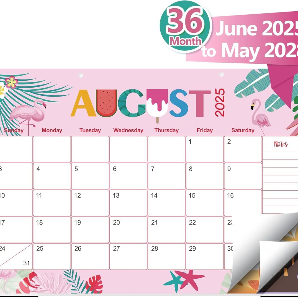 Guasslee Desk Calendar 2025-2028,36 Months Calendar Runs from 2025 Jun. to 2028 May, 17"x11.5" Monthly Desktop/Wall Planner with Thick Paper and Notes for Home School & Office